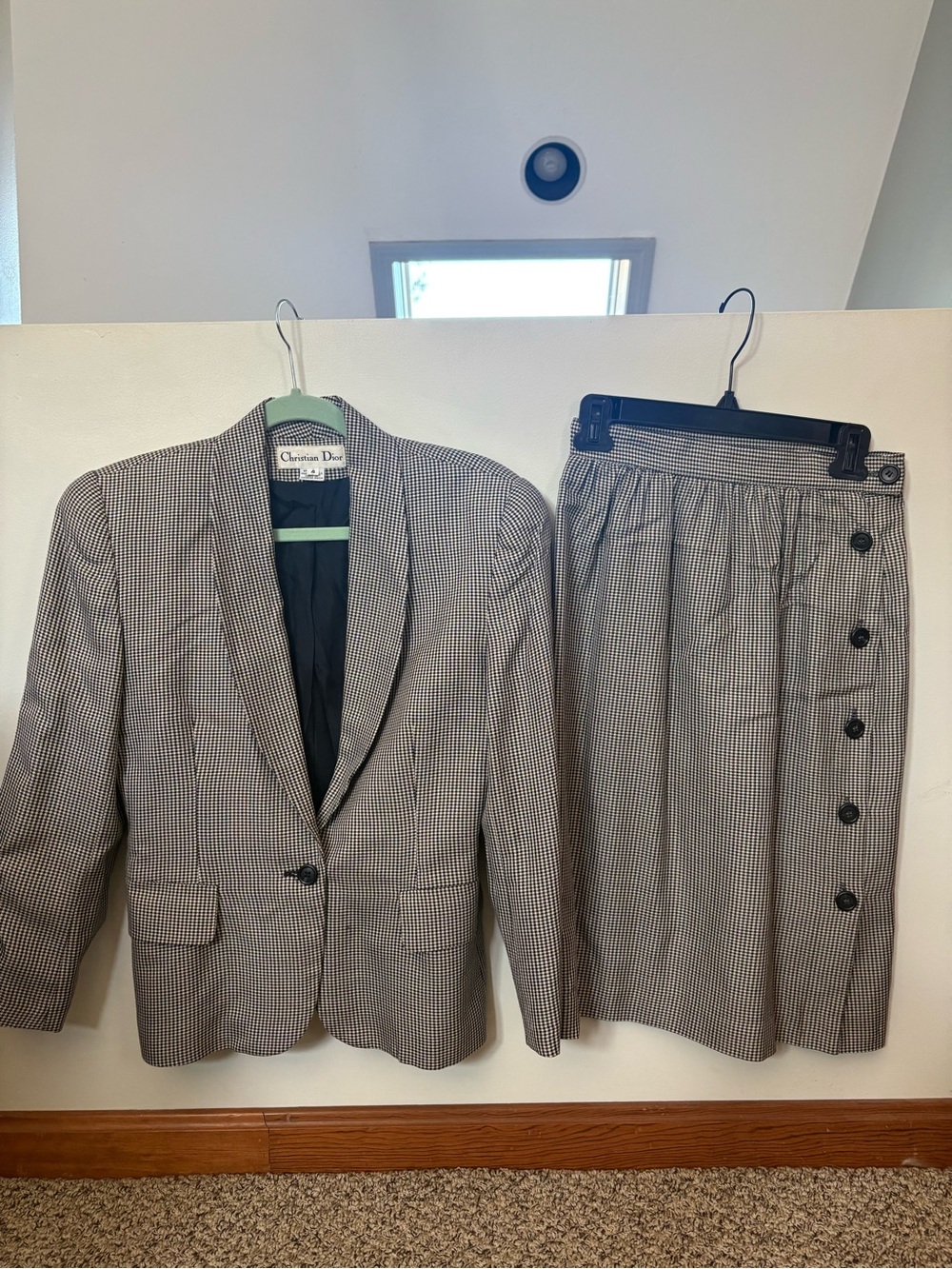 Vintage Christian Dior Houndstooth Skirt Suit Set